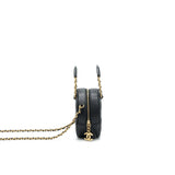 Chanel Top Handle Caviar Round Clutch with Chain Black