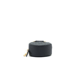Chanel Top Handle Caviar Round Clutch with Chain Black