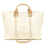 Chanel Deauville Tote Bag In Creamy White/ Beige