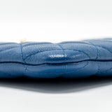 Chanel CC Logo Quilted Zip Pouch / Clutch shiny sheepskin Black/ Blue