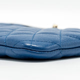Chanel CC Logo Quilted Zip Pouch / Clutch shiny sheepskin Black/ Blue