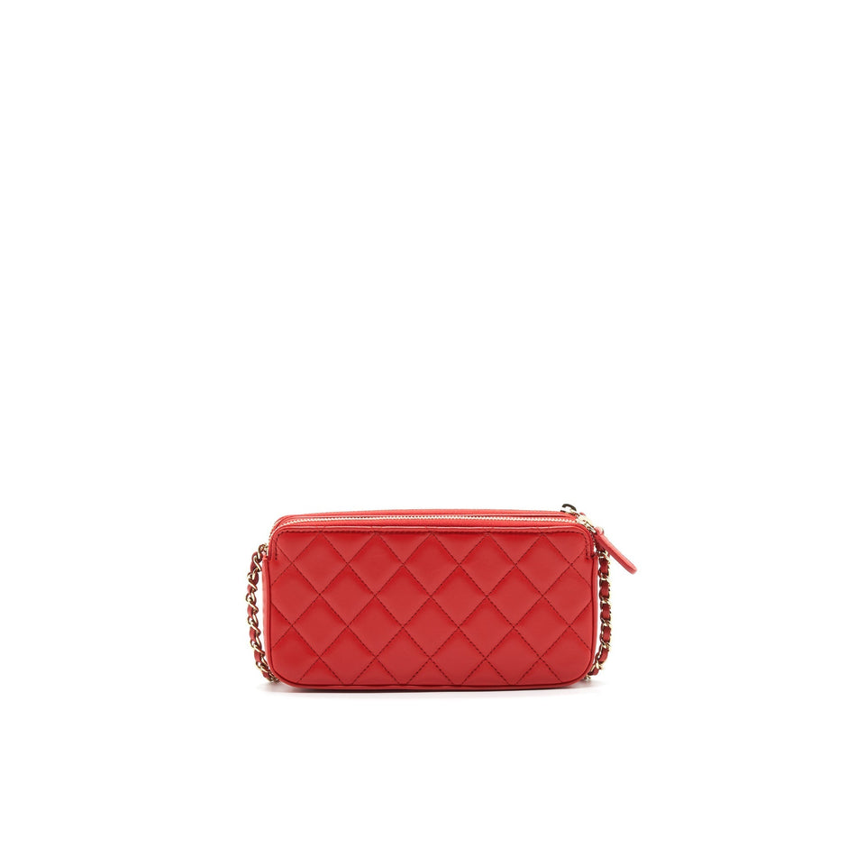 Chanel RED DOUBLE ZIP WALLET ON CHAIN SPECIAL EDITION IN RED