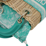 Christian Dior Lady Dior Mini Wicker Oblique Shoulder Bag Green
