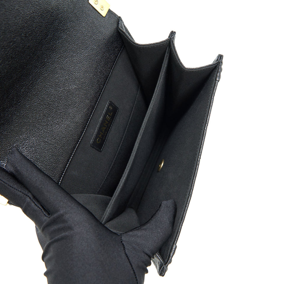 Chanel Vertical Boy Bag Carviar large Black
