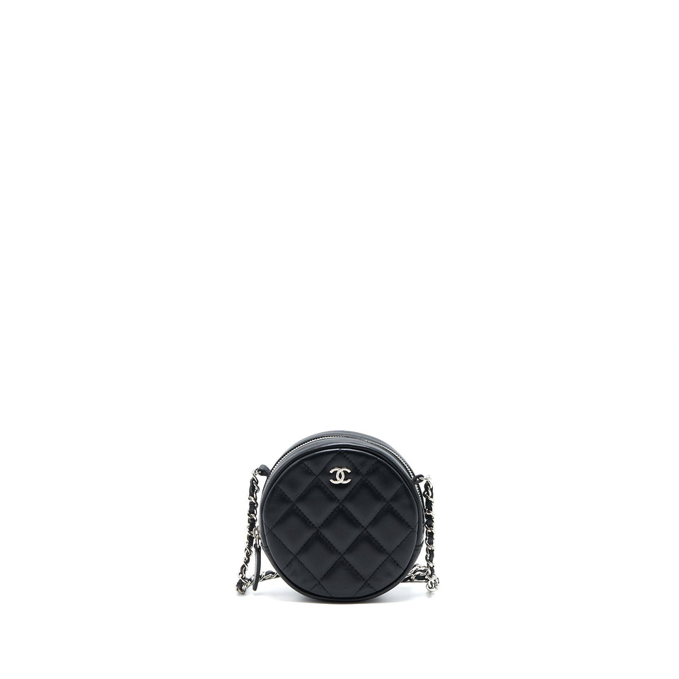 Chanel Round Clutch With Chain Lambskin Black
