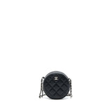 Chanel Round Clutch With Chain Lambskin Black