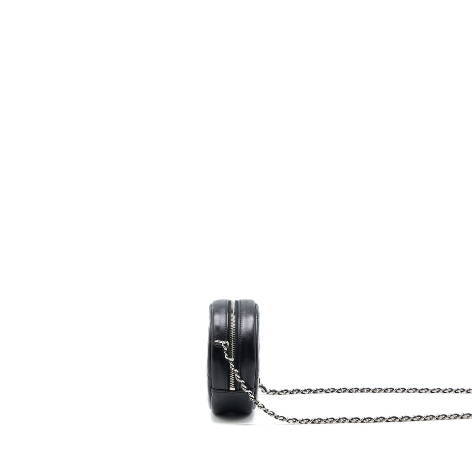 Chanel Round Clutch With Chain Lambskin Black