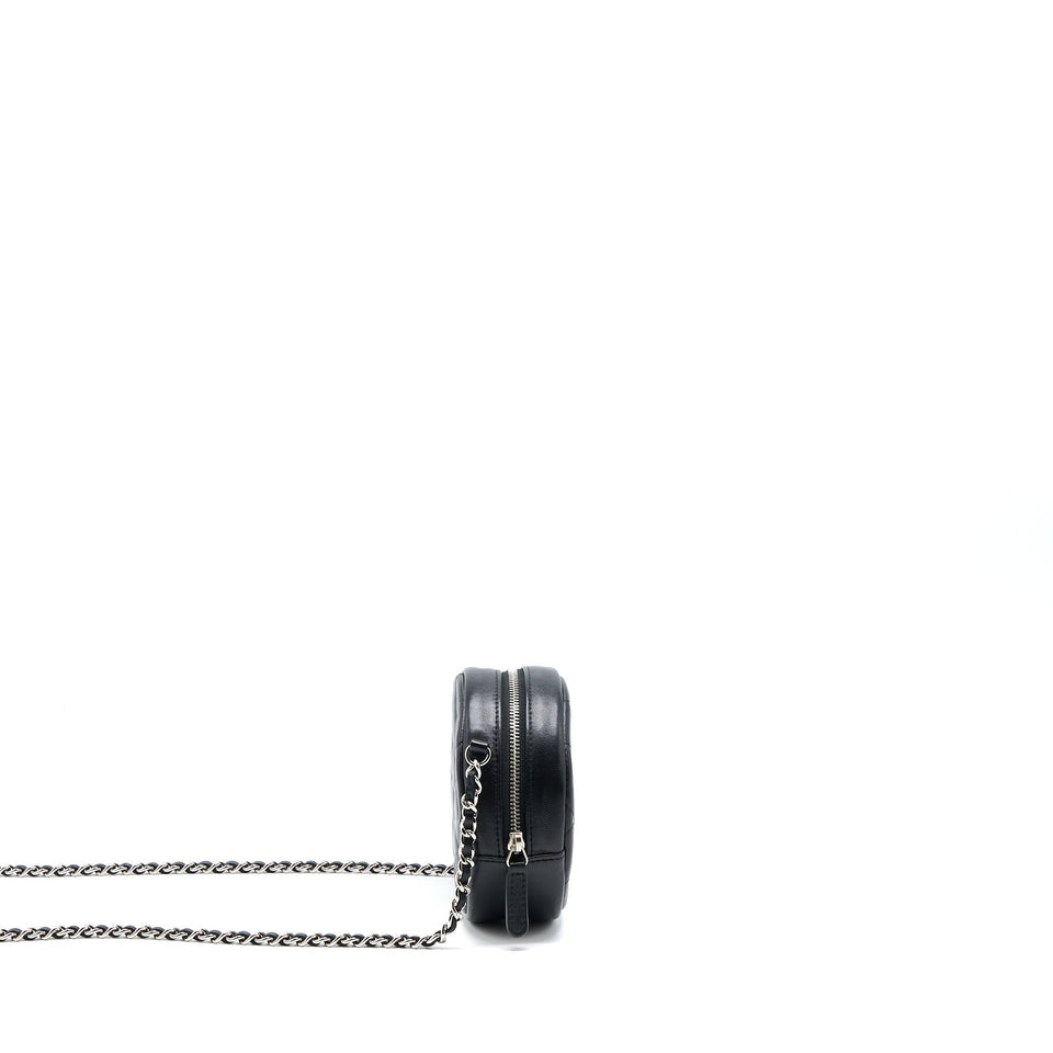 Chanel Round Clutch With Chain Lambskin Black