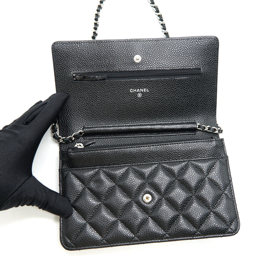 Chanel Caviar Classic Wallet on Chain black Caviar