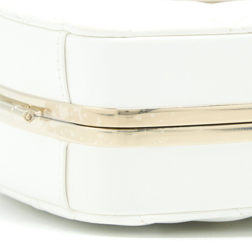 Chanel Quilted Clutch Bag Lambskin White L