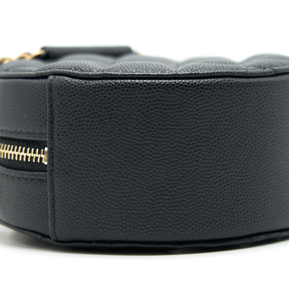 Chanel Top Handle Caviar Round Clutch with Chain Black