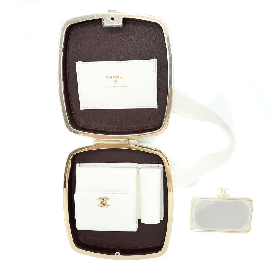 Chanel Quilted Clutch Bag Lambskin White L