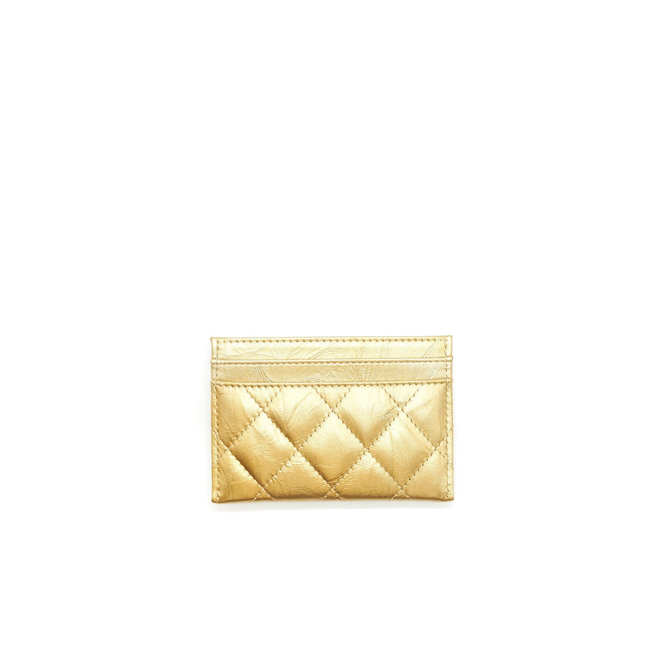 Chanel Quilted  Holder Lambskin Gold Colour with Gold and Pearl CC Logo
