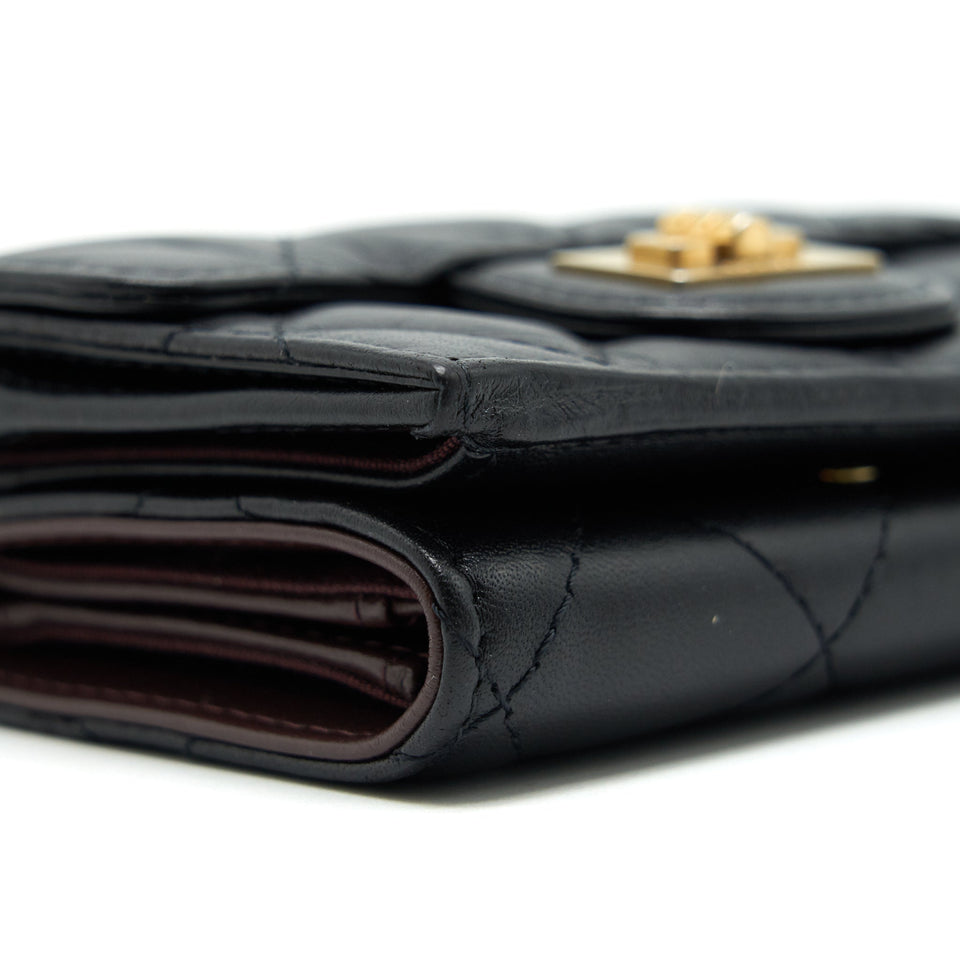 Chanel 2.55 Small Compact Wallet Black