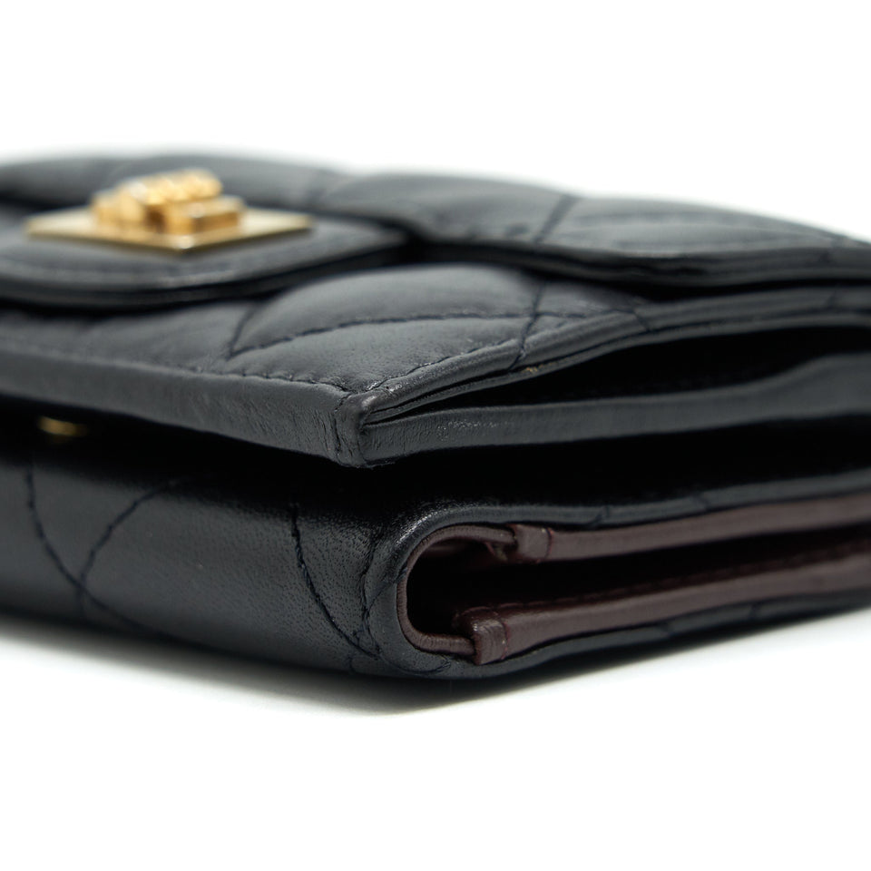 Chanel 2.55 Small Compact Wallet Black