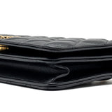 Chanel 23A clutch with chain lambskin black  (microchip)