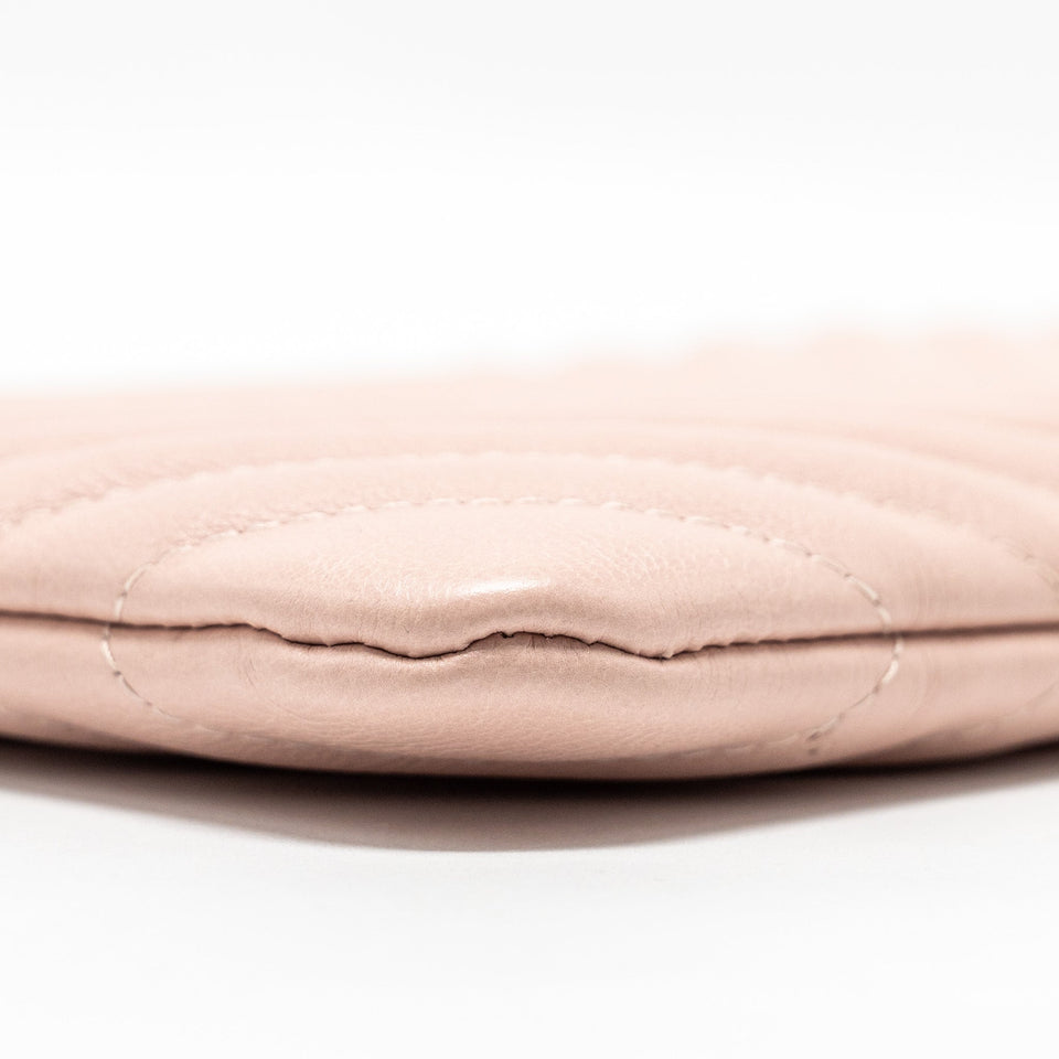 Chanel Chevron Zip Clutch calfskin light pink