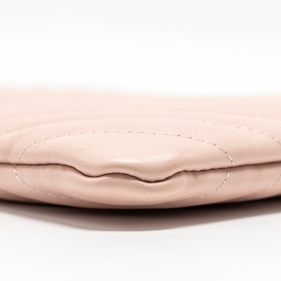 Chanel Chevron Zip Clutch calfskin light pink