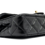 Chanel 23A classic flap clutch shiny calfskin black L (microchip)