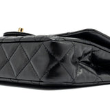 Chanel 23A classic flap clutch shiny calfskin black L (microchip)