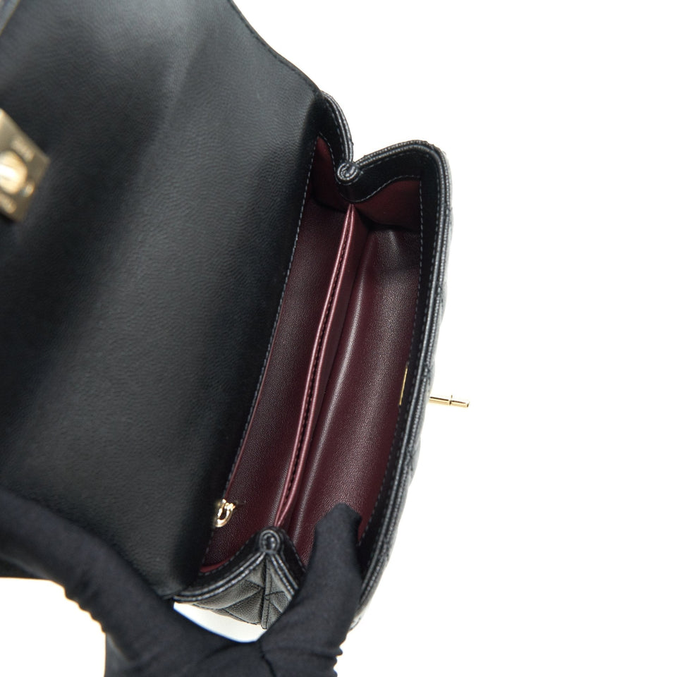 Chanel 21K Small Coco Handle 24cm Caviar Black L