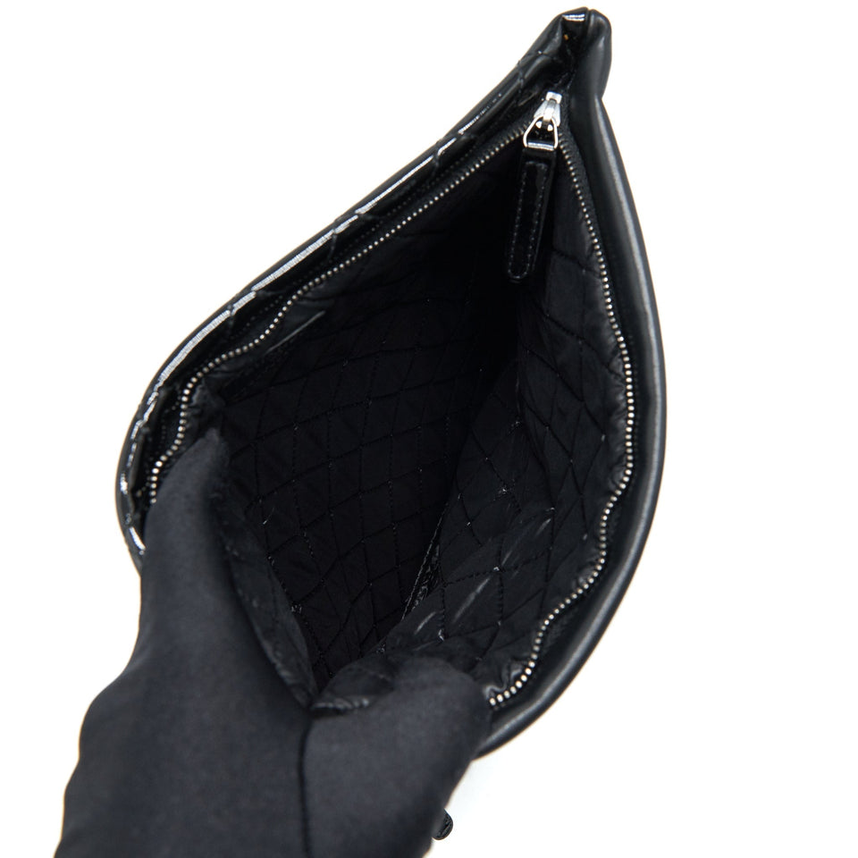 Chanel Fold Over Clutch Patent Leather Black