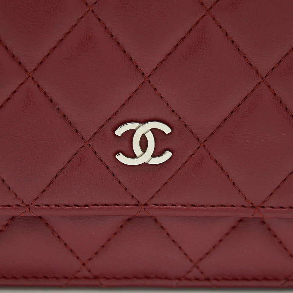 Chanel Classic Wallet On Chain Lambskin Dark Red