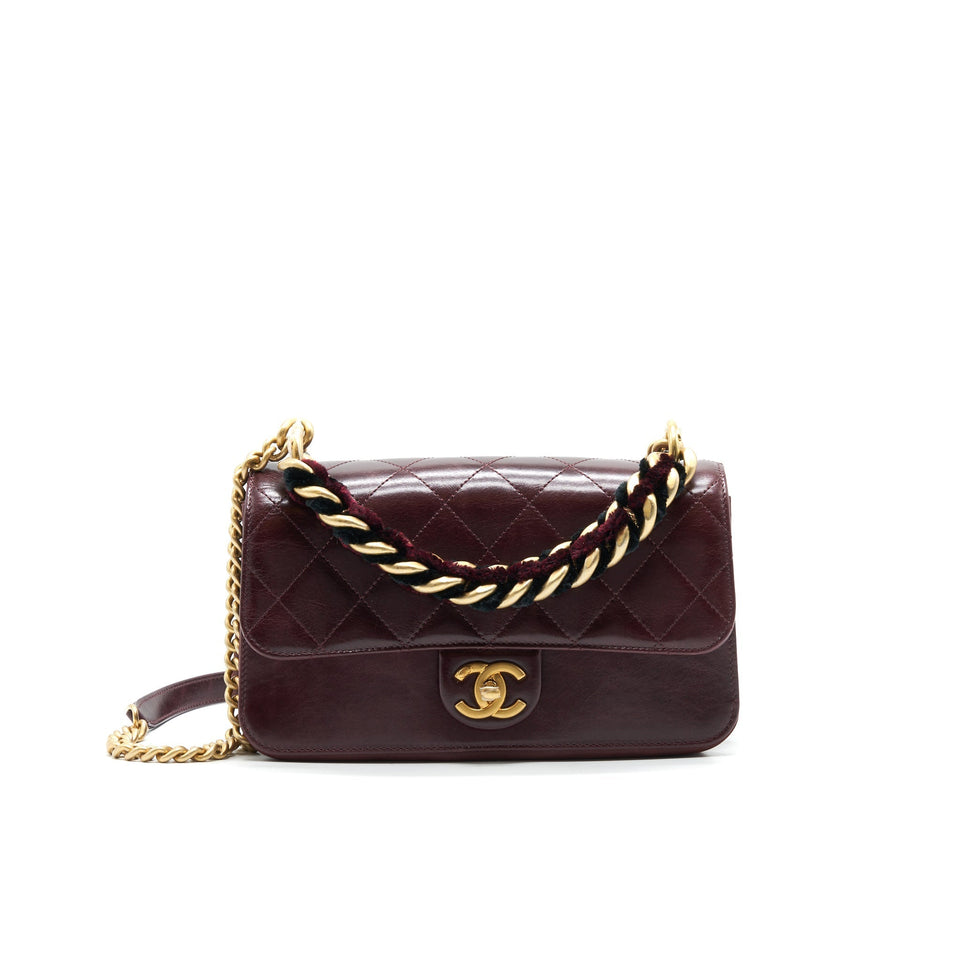 Chanel Seasonal Flap Bag Calfskin / Suede Leather Burgundy