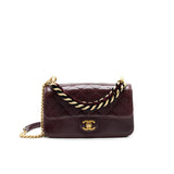 Chanel Seasonal Flap Bag Calfskin / Suede Leather Burgundy
