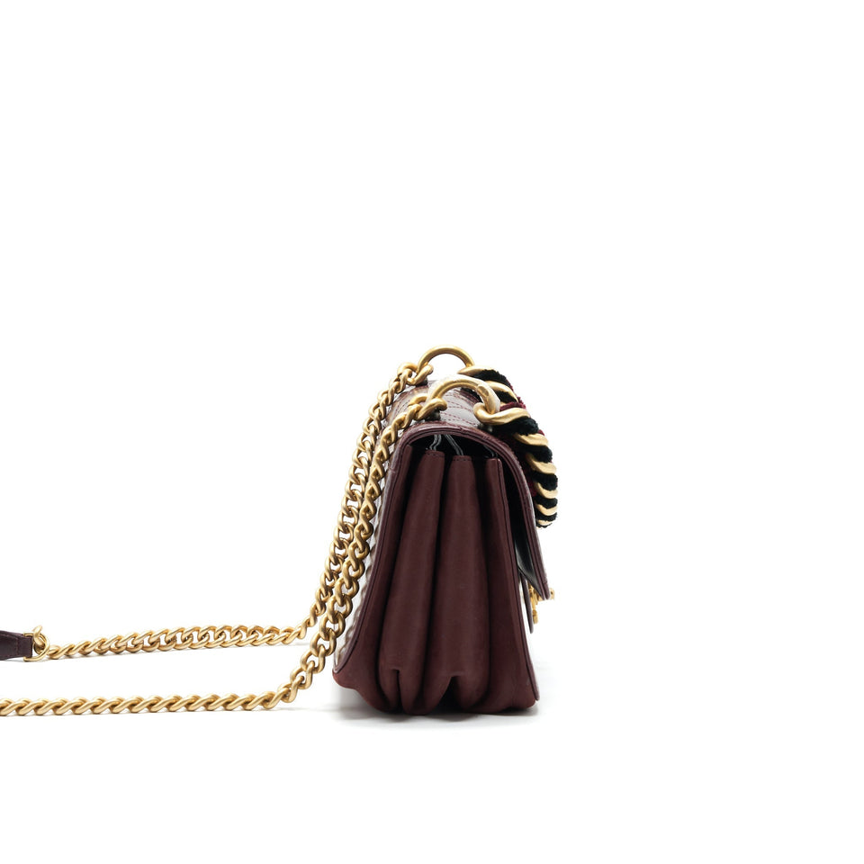 Chanel Seasonal Flap Bag Calfskin / Suede Leather Burgundy
