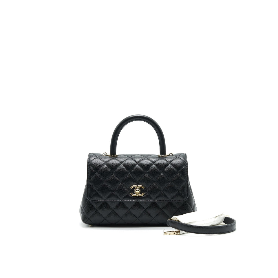 Chanel Small Coco Handle 24cm Caviar Black  ( Microchip)