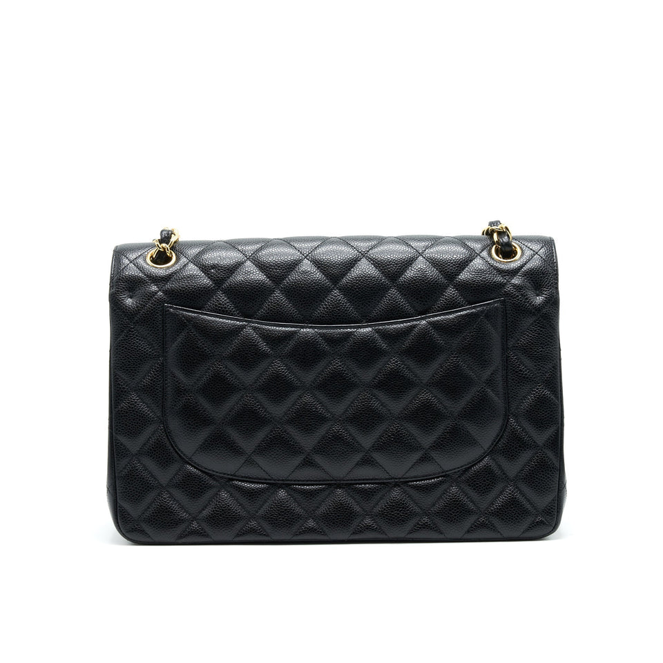 Chanel CLASSIC JUMBO DOUBLE FLAP BAG BLACK CAVIER