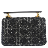 Christian Dior Jolie Small Cannage Tweed Top Handle Shoulder Bag Black