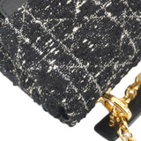 Christian Dior Jolie Small Cannage Tweed Top Handle Shoulder Bag Black