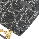 Christian Dior Jolie Small Cannage Tweed Top Handle Shoulder Bag Black
