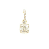 Chanel 23P Square CC Logo Drop Earrings Crystal Light Gold Tone