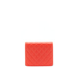 Chanel Square Wallet On Chain Coral Red Lambskin