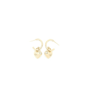 Chanel Heart CC Earrings Light Gold Tone
