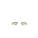 Chanel CC Logo/Leather Chain Small Hoop Earrings Light Gold Tone