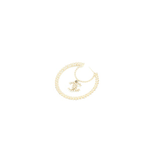 Chanel Giant Pearl Circle Earrings Pearl/Crystal Light Gold Tone