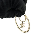 Chanel Giant Pearl Circle Earrings Pearl/Crystal Light Gold Tone