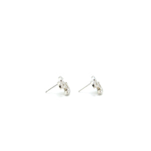 Chanel Mini Classic CC Logo Earrings Silver Tone