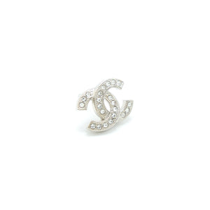 Chanel Mini Classic CC Logo Earrings Silver Tone