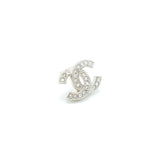 Chanel Mini Classic CC Logo Earrings Silver Tone