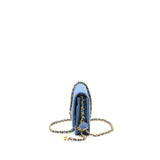 Chanel 22C Pearl Crush  Wallet On Chain Denim