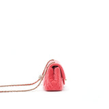 Chanel Velvet Quilted Mini Square Pearl Crush Flap Bag Pink