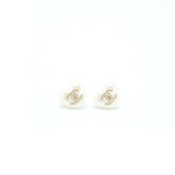 Chanel Heart Pearl Earrings With Crystals Light Gold