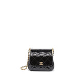 Chanel 22K Mini Clutch With Chain Patent Black  (Microchip)