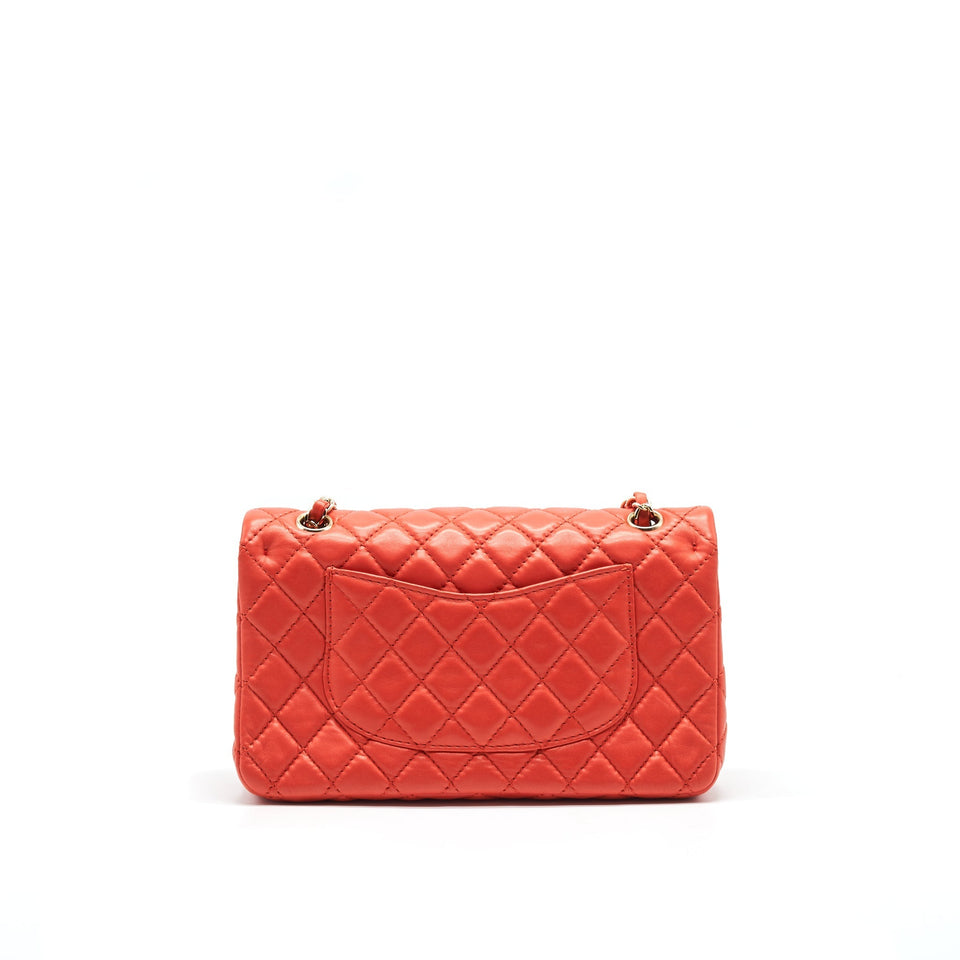 Chanel CLASSIC MEDIUM DOUBLE FLAP LAMBSKIN IN CORAL L