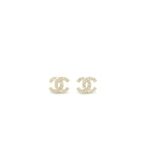 Chanel Mini Classic CC Logo Earrings Gold Tone
